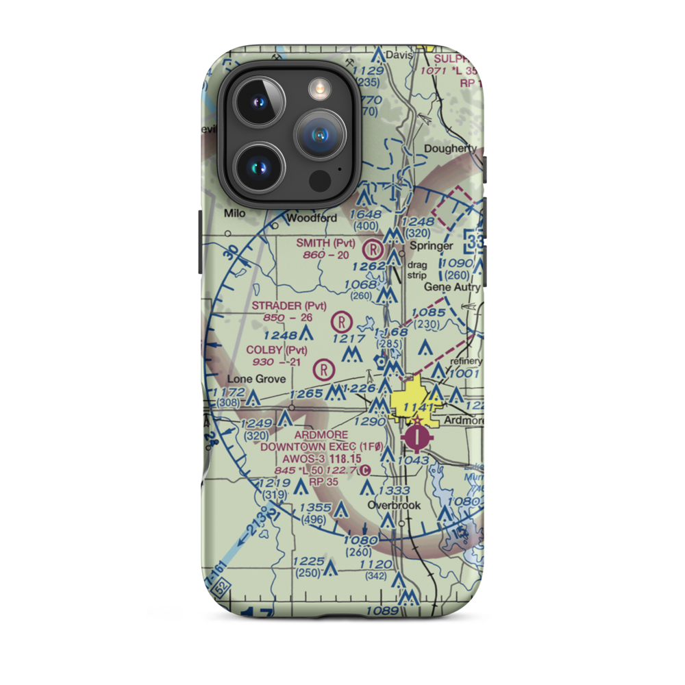 Strader Ranch Airport (OK62) VFR Sectional  Tough iPhone Case iPhone 16 Pro Max model shown