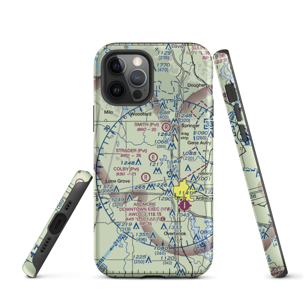 Strader Ranch Airport (OK62) VFR Sectional  Tough iPhone Case iPhone 12 Pro model shown