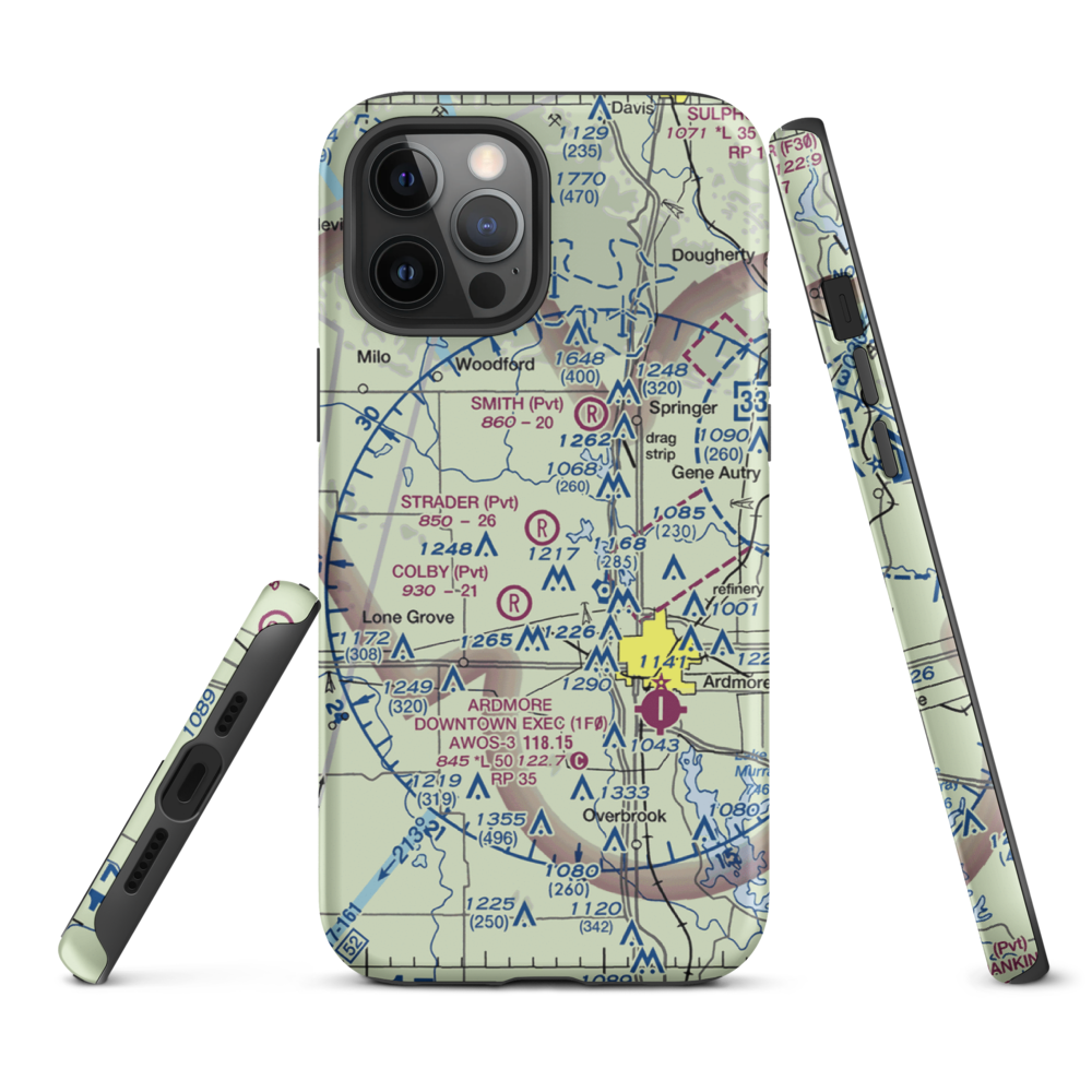 Strader Ranch Airport (OK62) VFR Sectional  Tough iPhone Case iPhone 12 Pro Max model shown