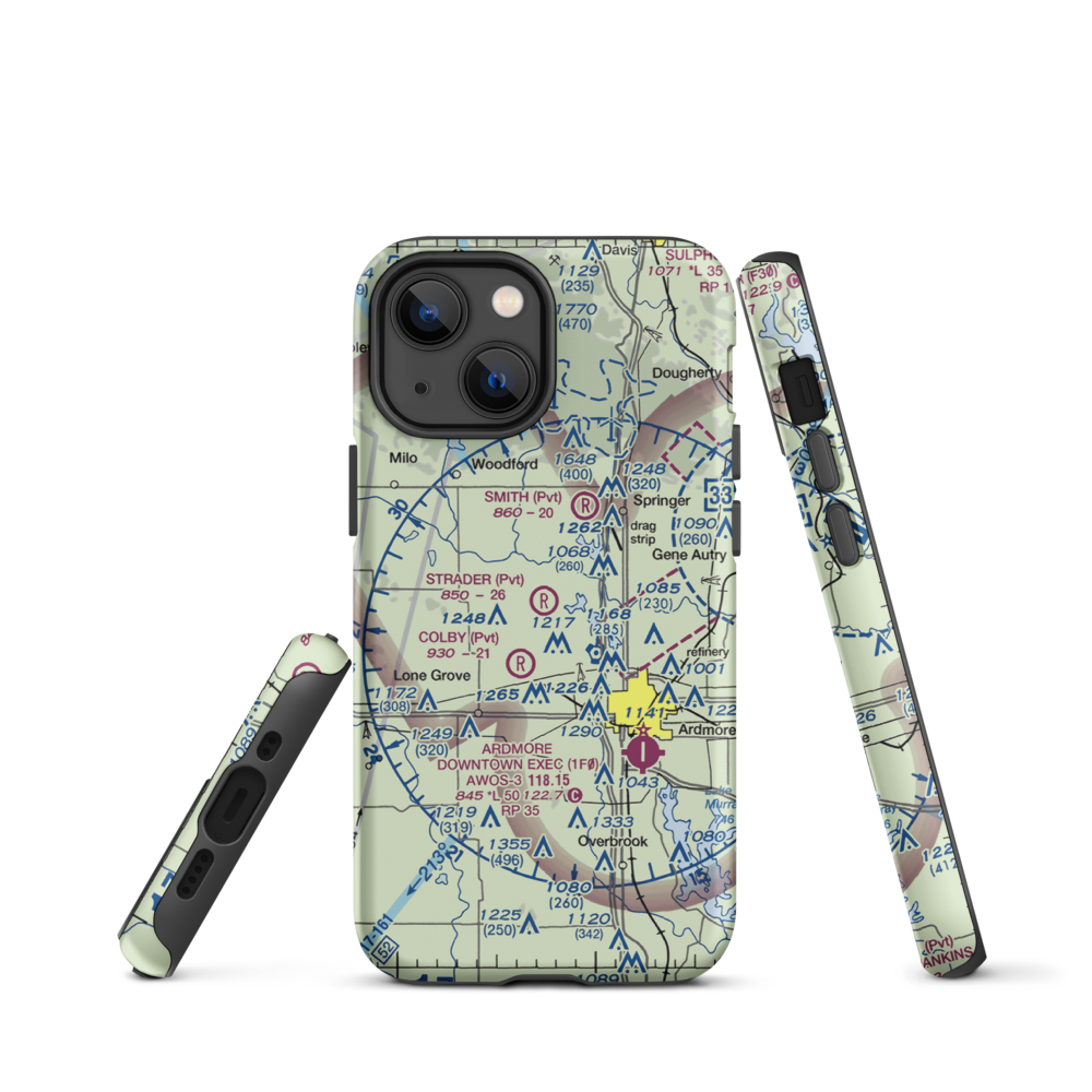 Strader Ranch Airport (OK62) VFR Sectional  Tough iPhone Case iPhone 13 mini model shown