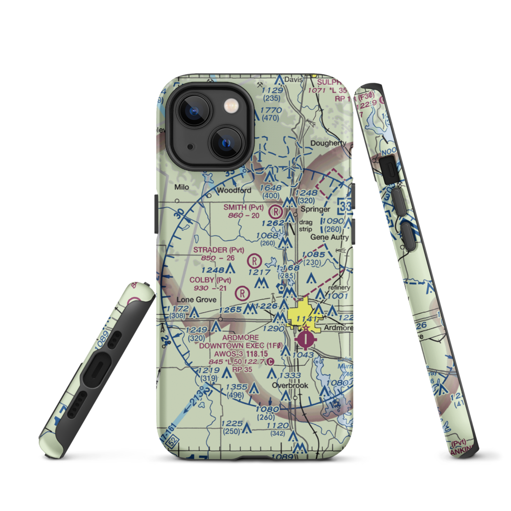 Strader Ranch Airport (OK62) VFR Sectional  Tough iPhone Case iPhone 13 model shown