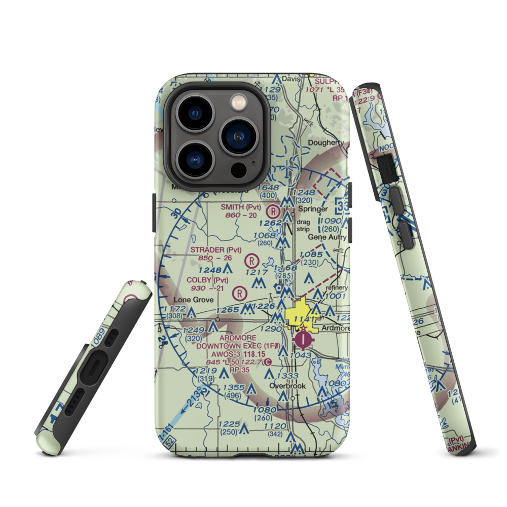 Strader Ranch Airport (OK62) VFR Sectional  Tough iPhone Case iPhone 13 Pro model shown