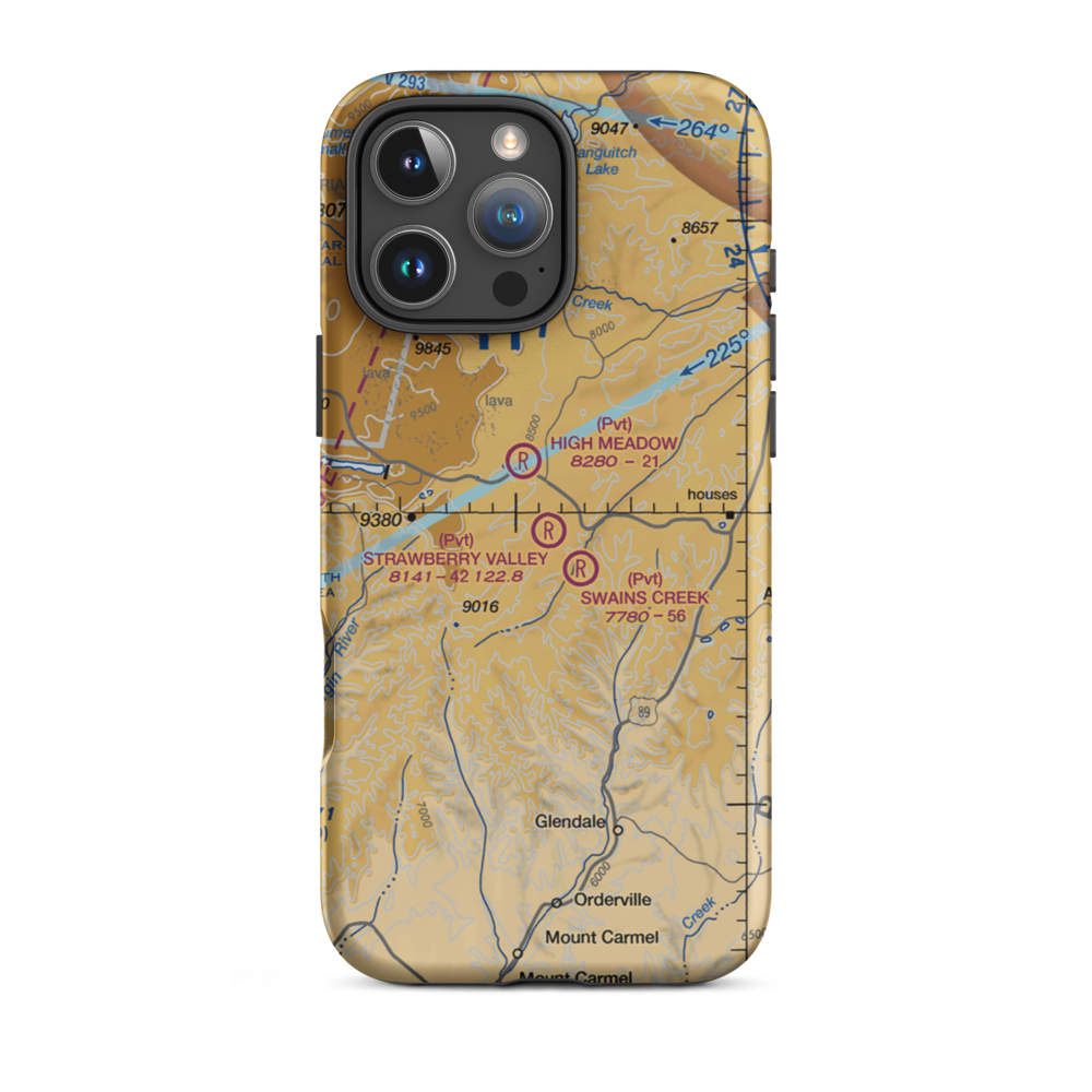 Strawberry Valley Estates Airport (UT24) VFR Sectional  Tough iPhone Case iPhone 16 Pro Max model shown