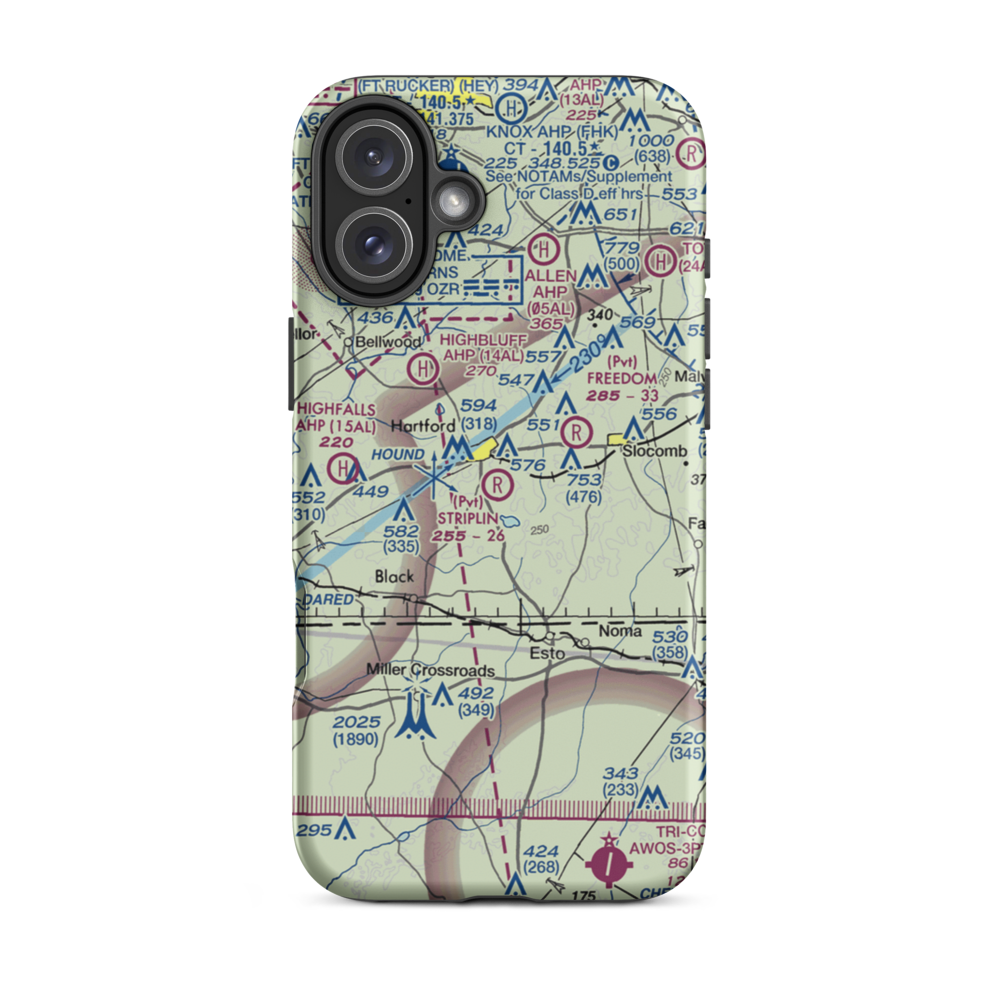 Striplin Airfield (AL62) VFR Sectional  Tough iPhone Case iPhone 16 Plus model shown