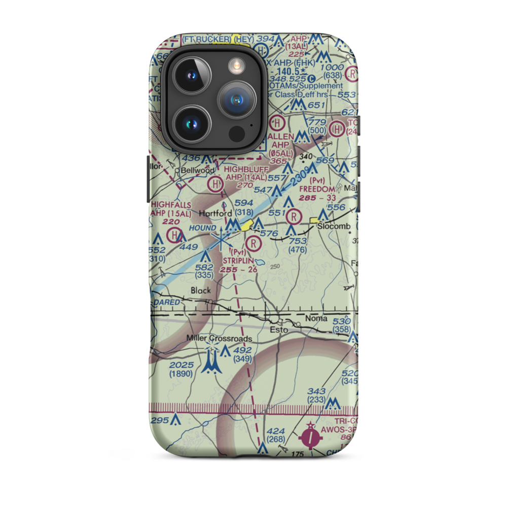 Striplin Airfield (AL62) VFR Sectional  Tough iPhone Case iPhone 16 Pro Max model shown