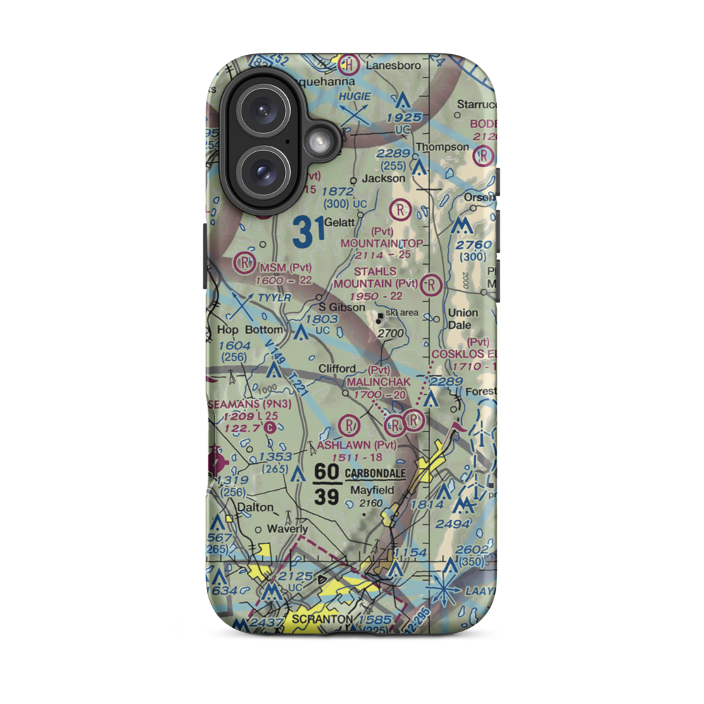 Strizki Ultralightport (PA19) VFR Sectional  Tough iPhone Case iPhone 16 Plus model shown