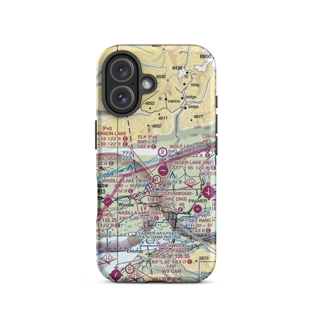 Stro's Airport (AK54) VFR Sectional  Tough iPhone Case iPhone 16 model shown