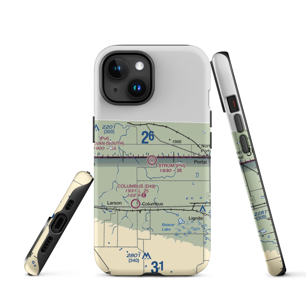 Strom Private Airport (6NA0) VFR Sectional  Tough iPhone Case iPhone 15 model shown