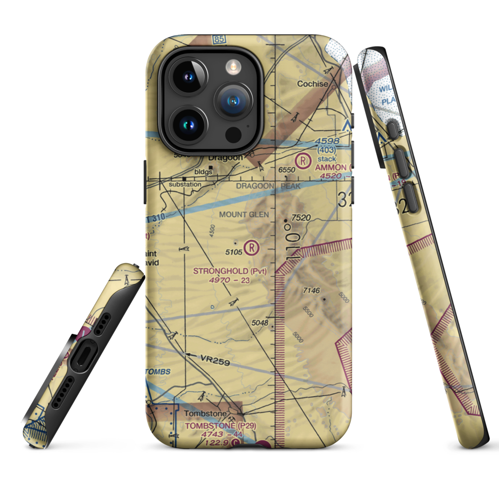Stronghold Airport (09AZ) VFR Sectional  Tough iPhone Case iPhone 15 Pro Max model shown