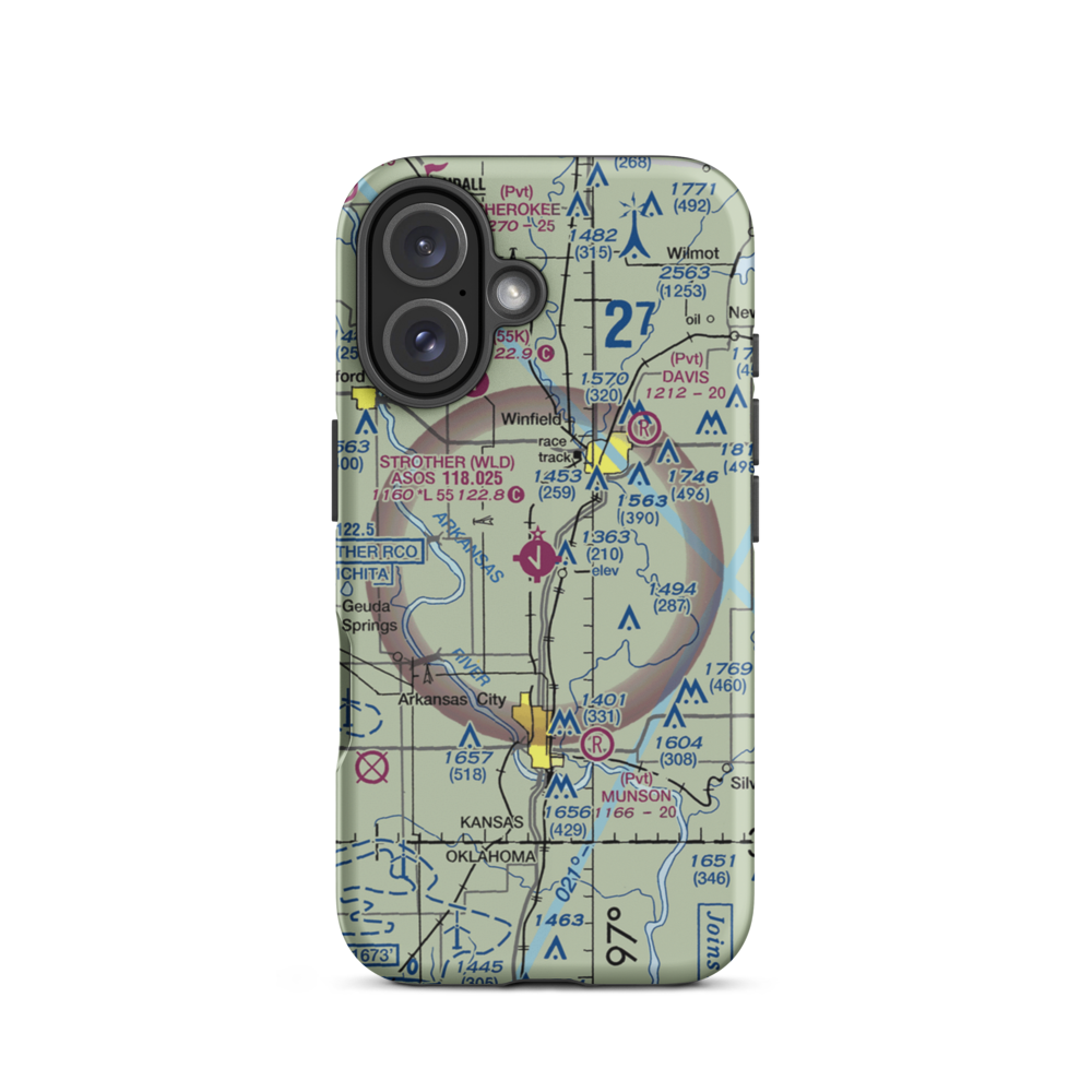 Strother Field (WLD) VFR Sectional  Tough iPhone Case iPhone 16 model shown