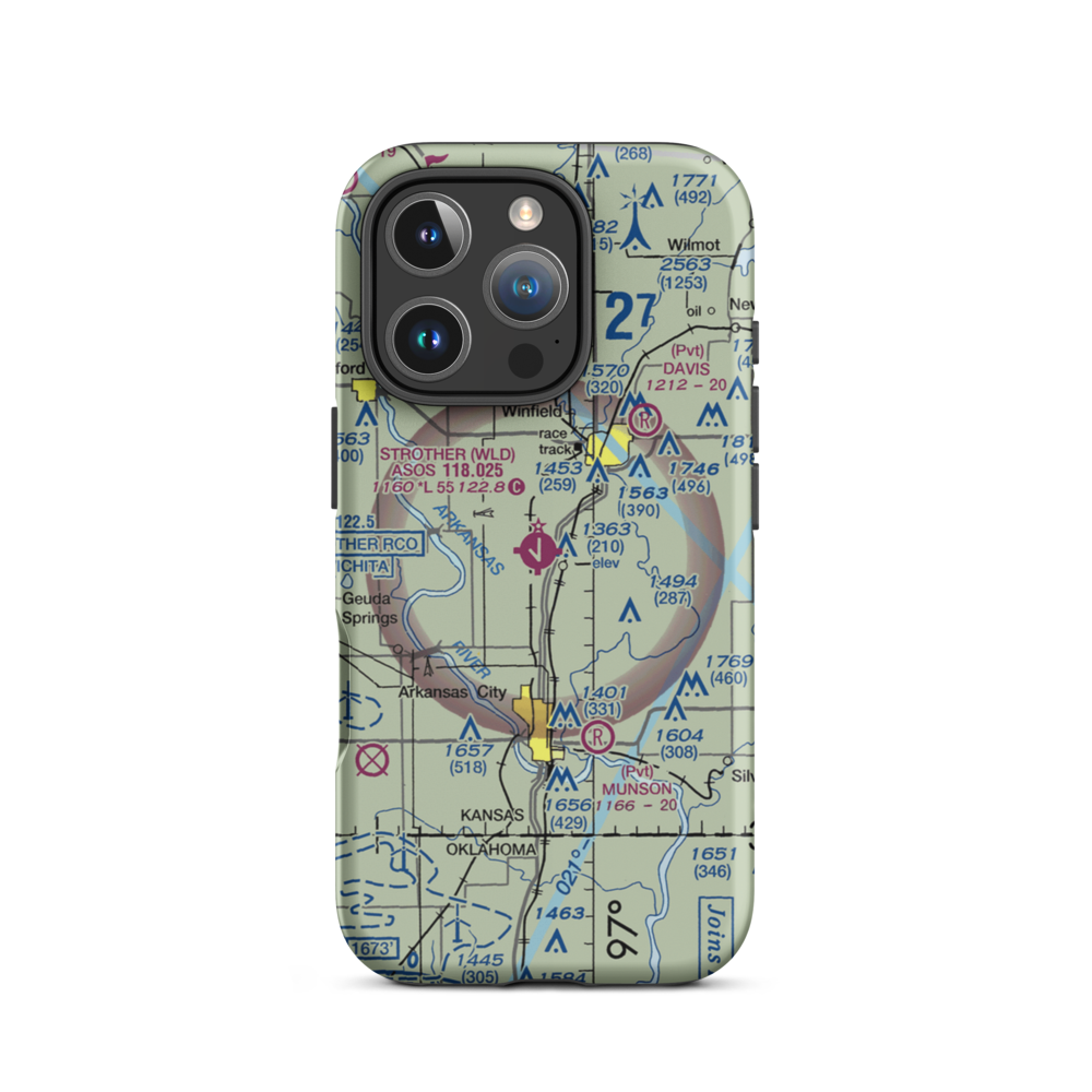 Strother Field (WLD) VFR Sectional  Tough iPhone Case iPhone 16 Pro model shown