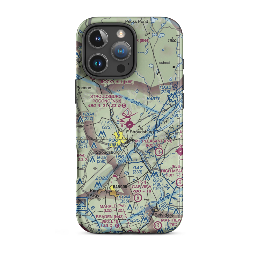 Stroudsburg Pocono Airport (N53) VFR Sectional  Tough iPhone Case iPhone 16 Pro Max model shown