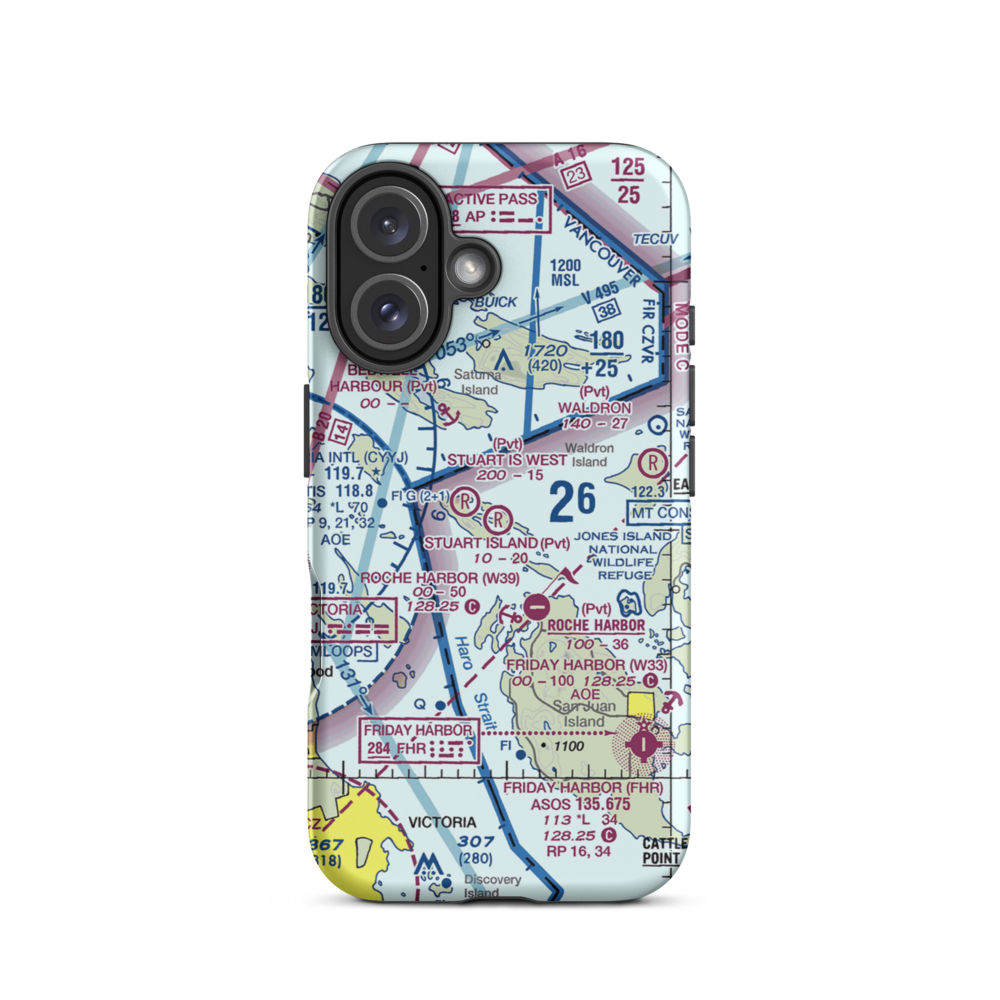 Stuart Island Airpark (7WA5) VFR Sectional  Tough iPhone Case iPhone 16 model shown