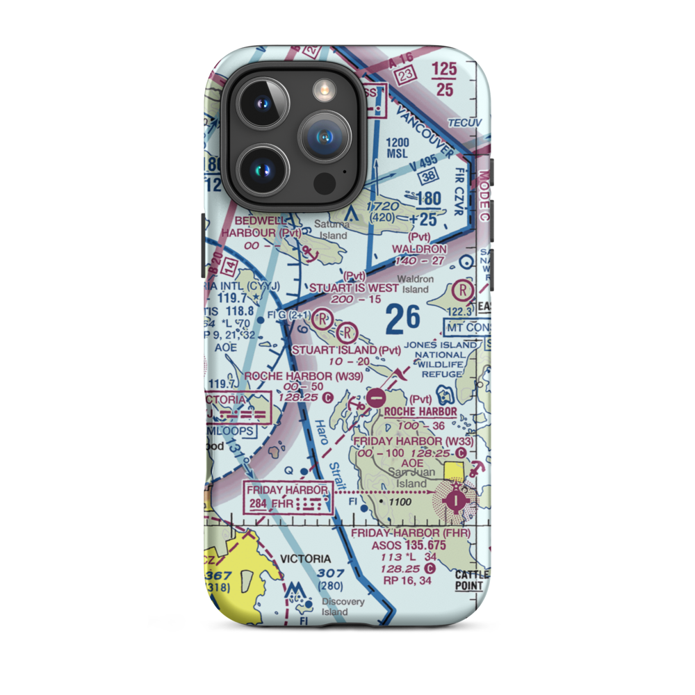 Stuart Island Airpark (SSW) VFR Sectional  Tough iPhone Case iPhone 16 Pro Max model shown
