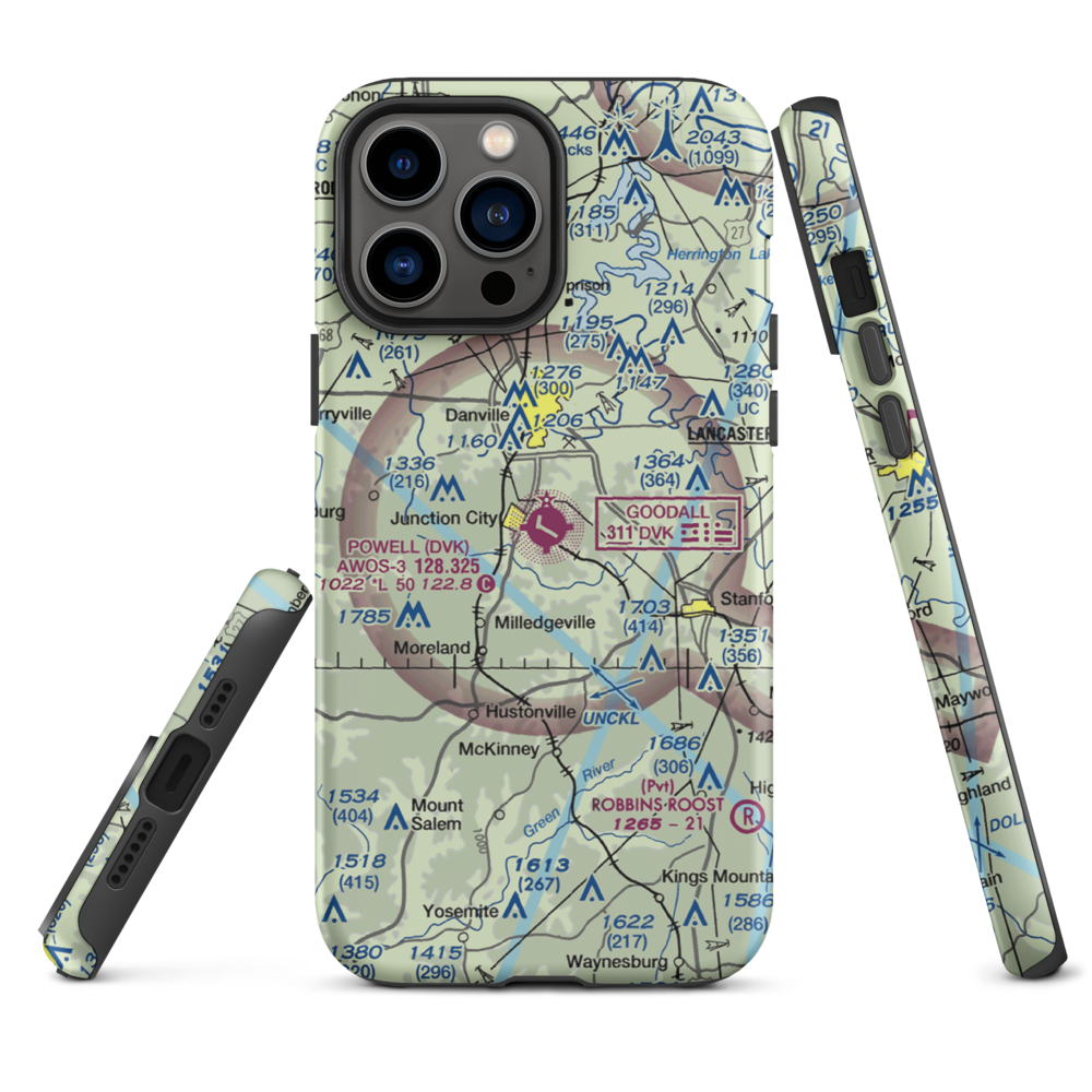 Stuart Powell Field (DVK) VFR Sectional  Tough iPhone Case iPhone 13 Pro Max model shown