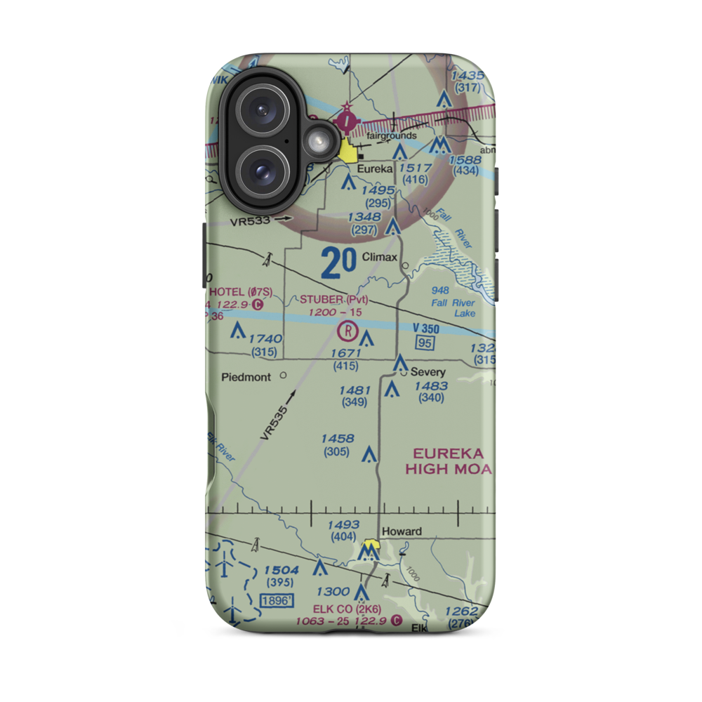 Stuber Flying Ranch Airport (2KS2) VFR Sectional  Tough iPhone Case iPhone 16 Plus model shown