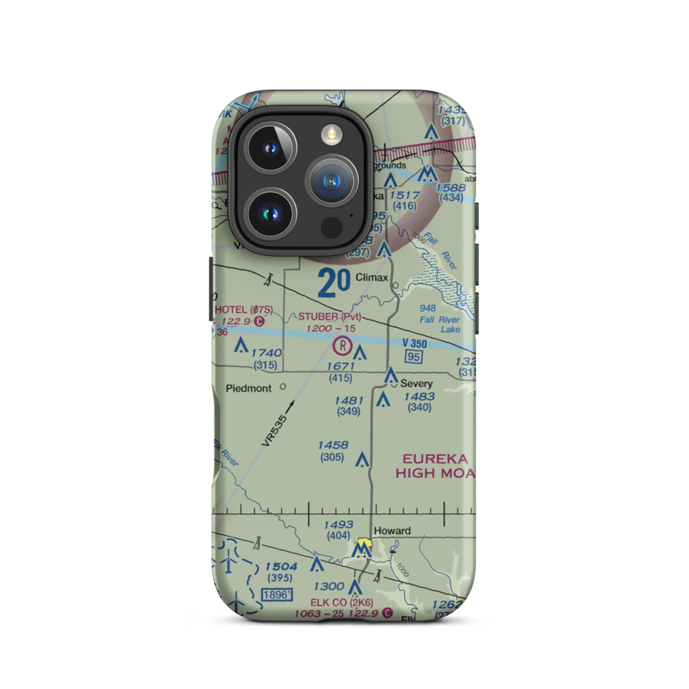 Stuber Flying Ranch Airport (2KS2) VFR Sectional  Tough iPhone Case iPhone 16 Pro model shown