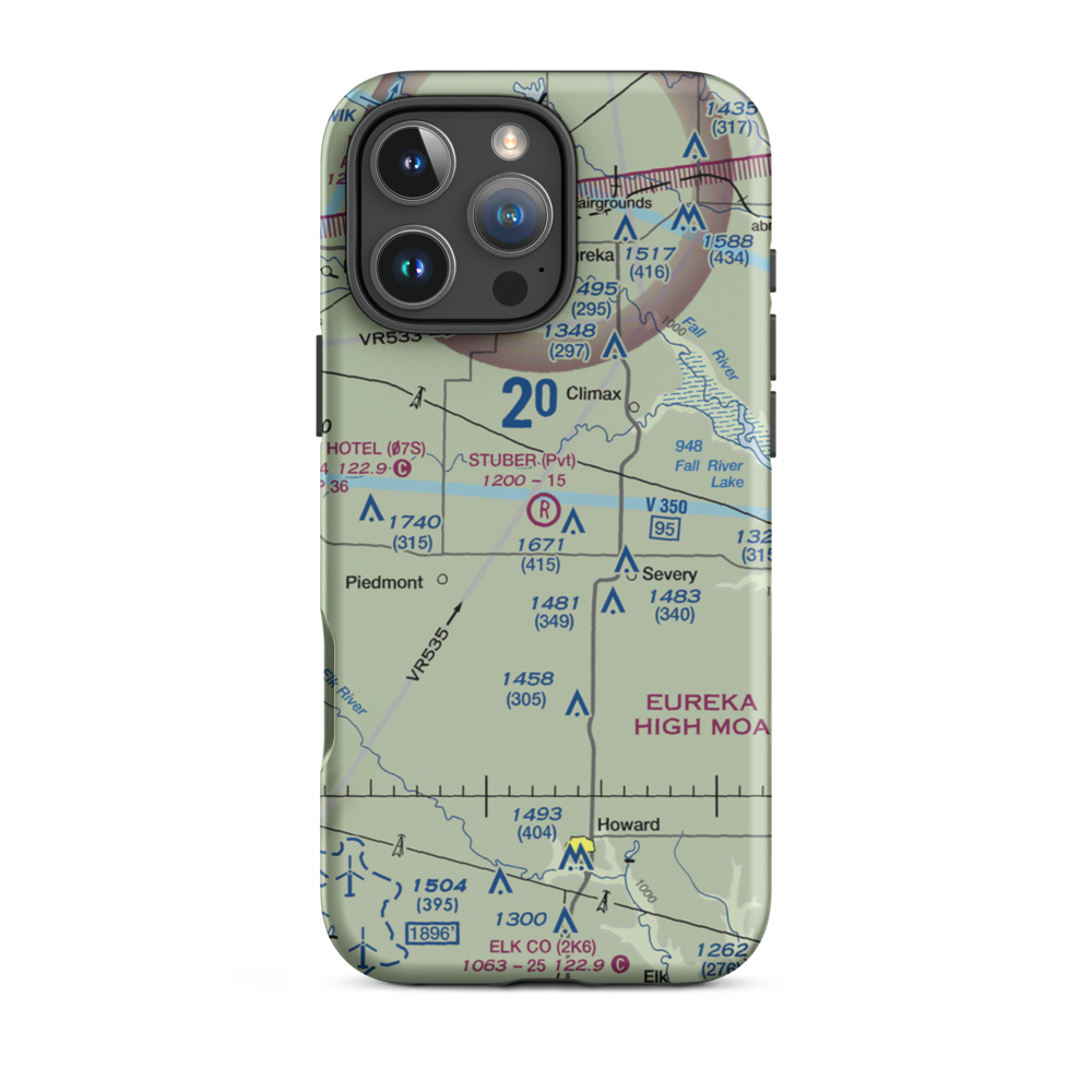 Stuber Flying Ranch Airport (2KS2) VFR Sectional  Tough iPhone Case iPhone 16 Pro Max model shown