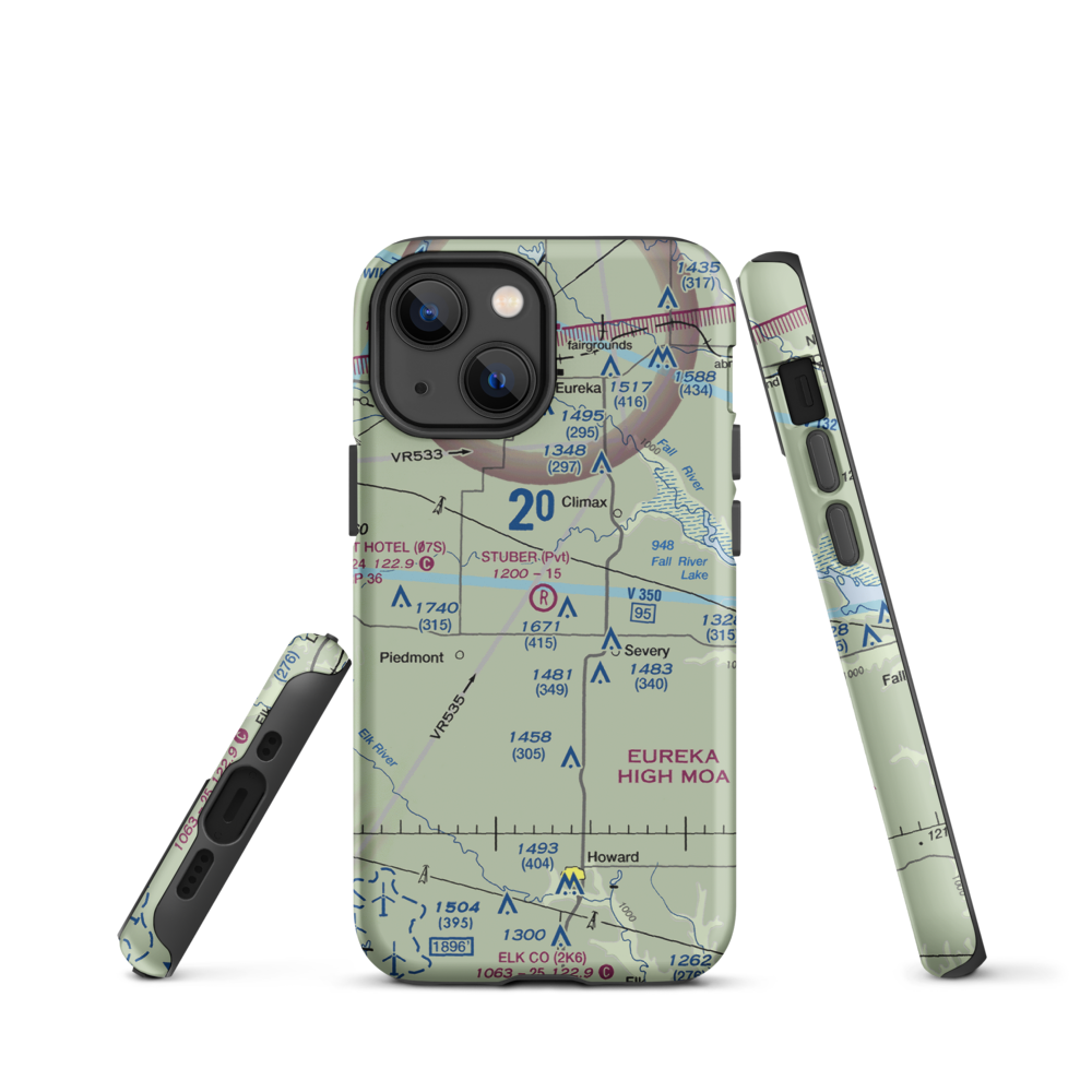 Stuber Flying Ranch Airport (2KS2) VFR Sectional  Tough iPhone Case iPhone 13 mini model shown