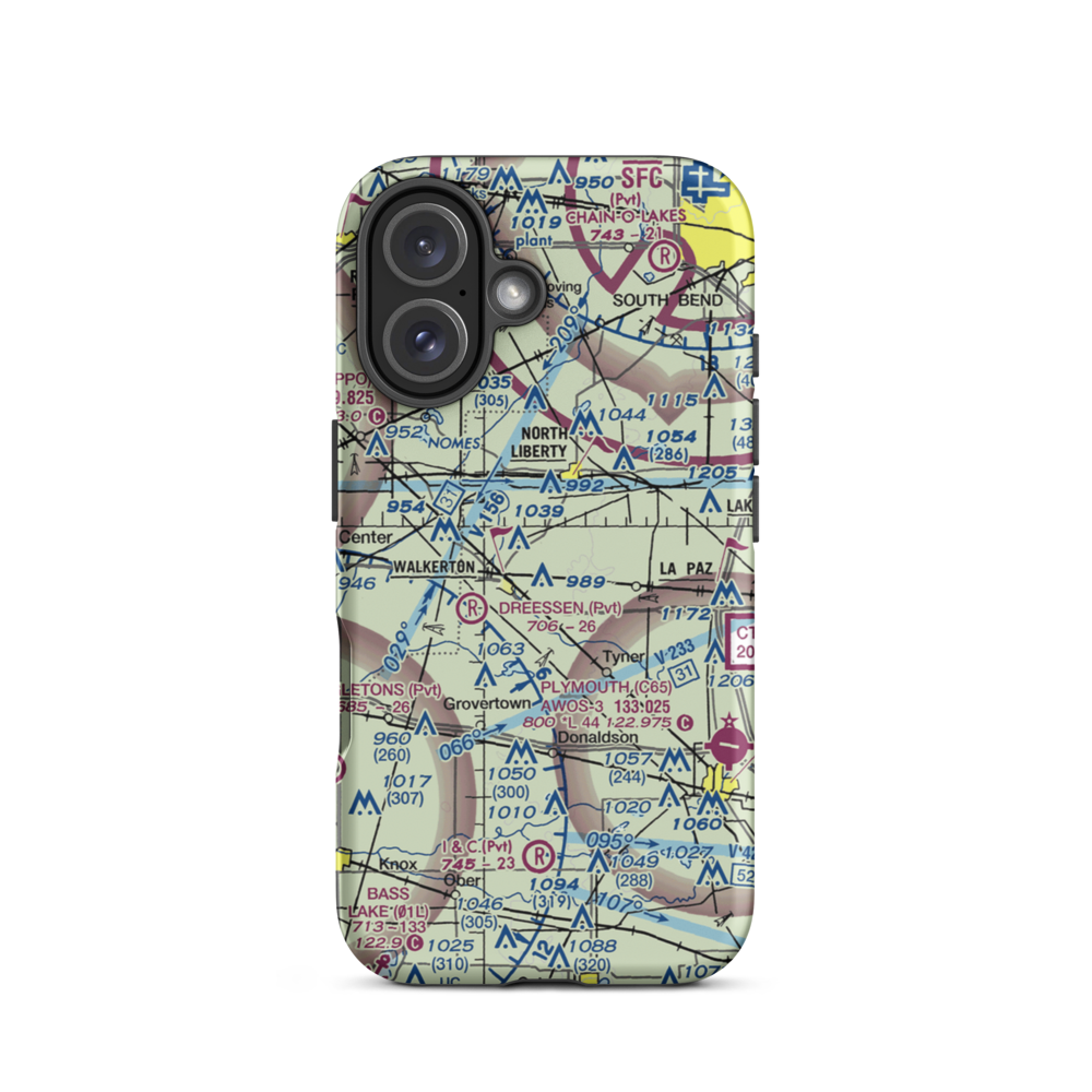 Stuntz & Hochstetler Pines Airport (59IN) VFR Sectional  Tough iPhone Case iPhone 16 model shown