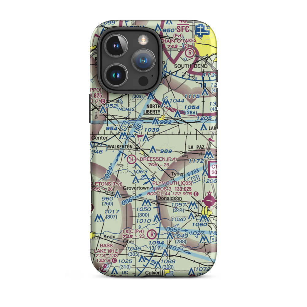 Stuntz & Hochstetler Pines Airport (59IN) VFR Sectional  Tough iPhone Case iPhone 16 Pro Max model shown