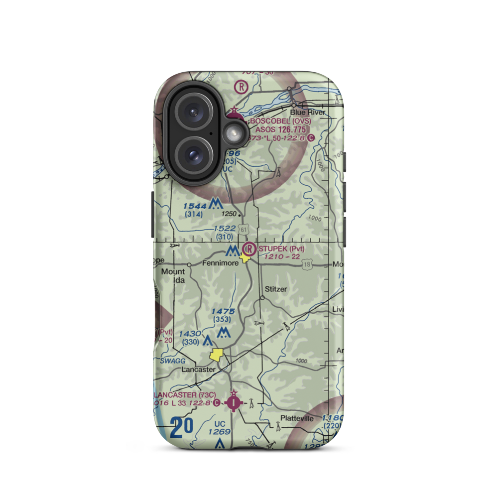 Stupek Farms Airport (8WI8) VFR Sectional  Tough iPhone Case iPhone 16 model shown