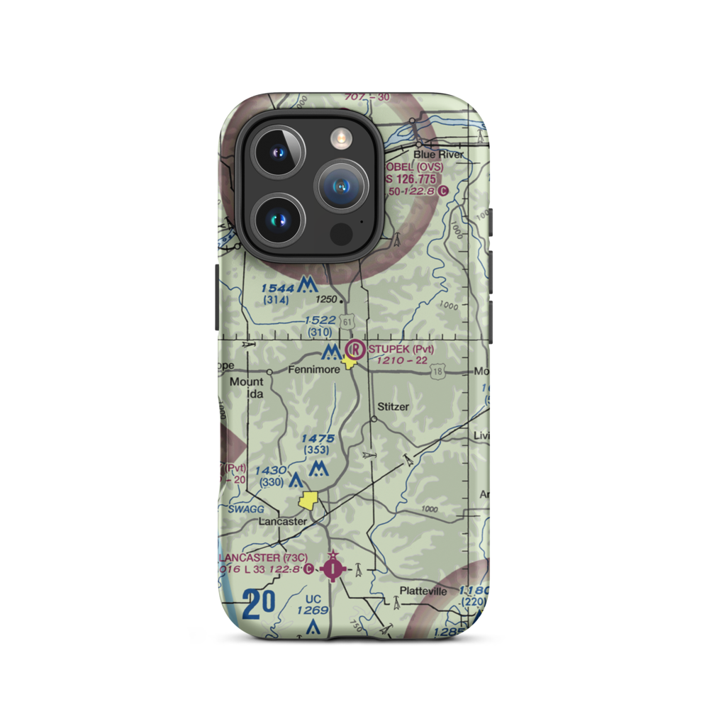 Stupek Farms Airport (8WI8) VFR Sectional  Tough iPhone Case iPhone 16 Pro model shown