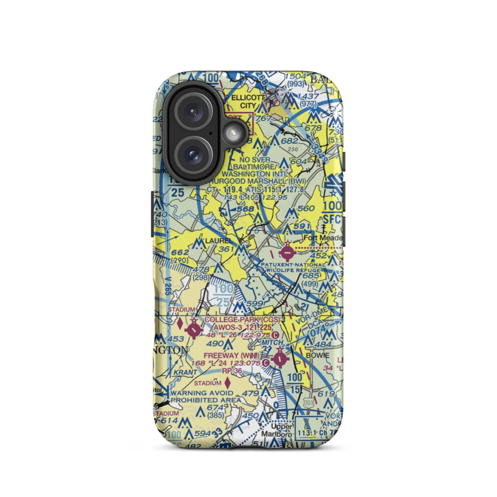 Suburban Airport (W18) VFR Sectional  Tough iPhone Case iPhone 16 model shown