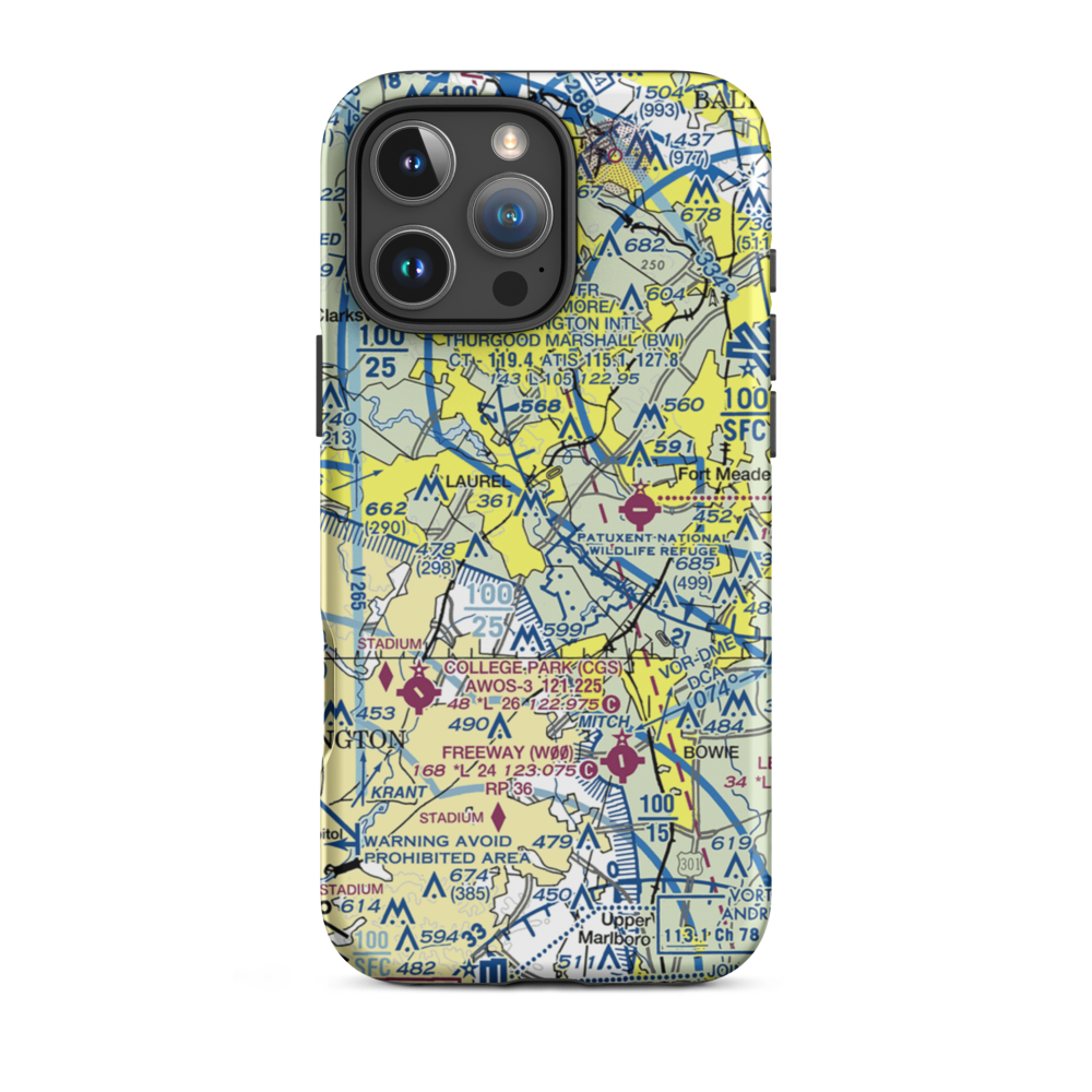 Suburban Airport (W18) VFR Sectional  Tough iPhone Case iPhone 16 Pro Max model shown
