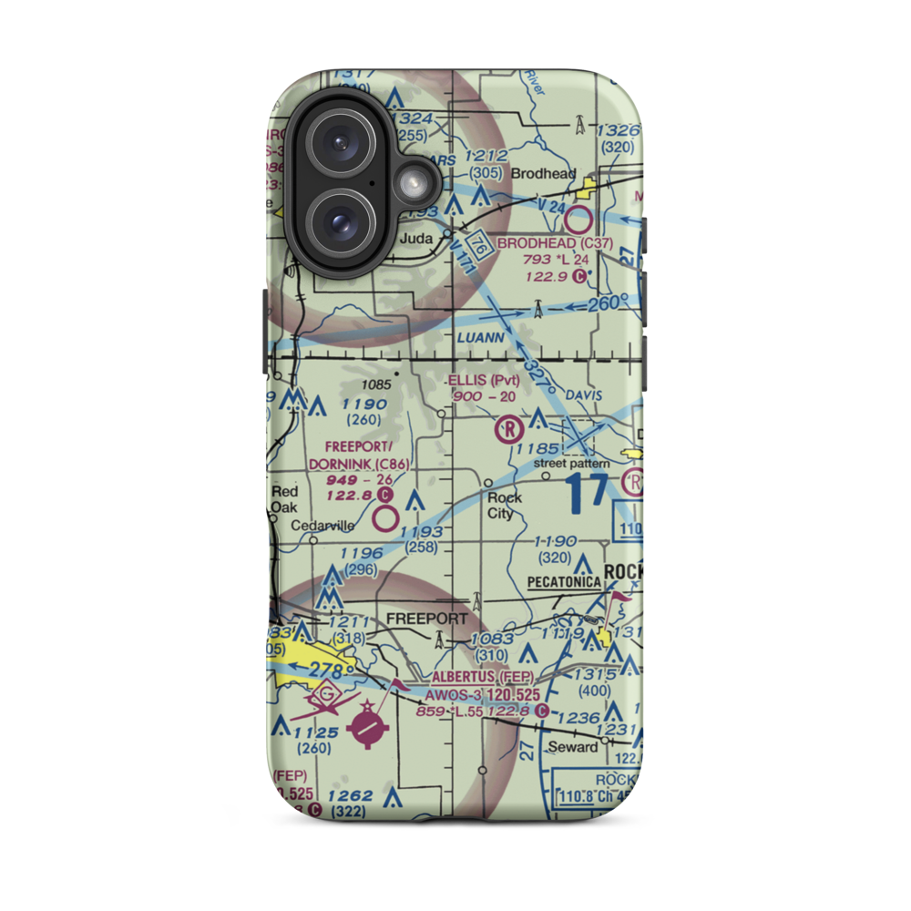 Sue Rock International Airport (IS93) VFR Sectional  Tough iPhone Case iPhone 16 Plus model shown