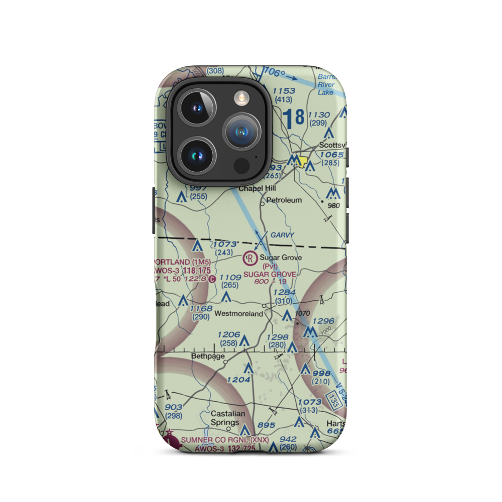 Sugar Grove Airport (38TN) VFR Sectional  Tough iPhone Case iPhone 16 Pro model shown