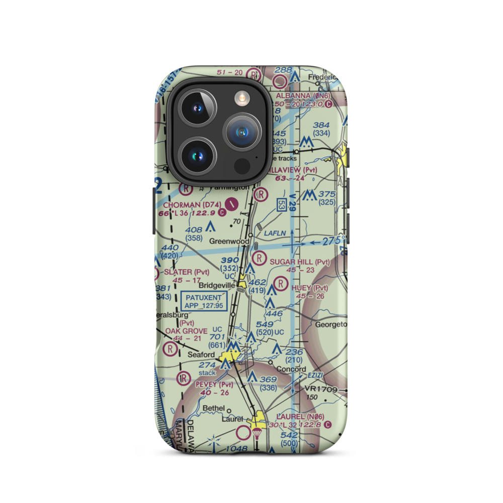 Sugar Hill Airport (DE17) VFR Sectional  Tough iPhone Case iPhone 16 Pro model shown