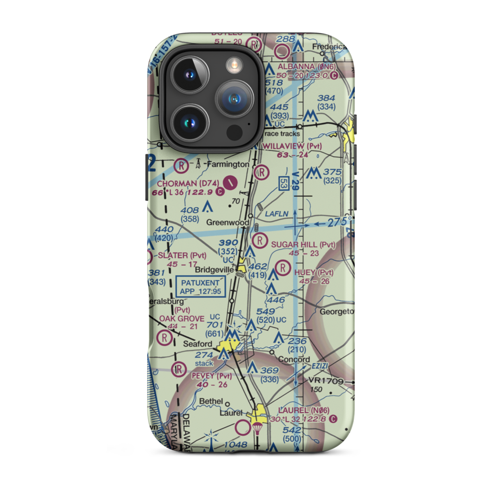 Sugar Hill Airport (DE17) VFR Sectional  Tough iPhone Case iPhone 16 Pro Max model shown