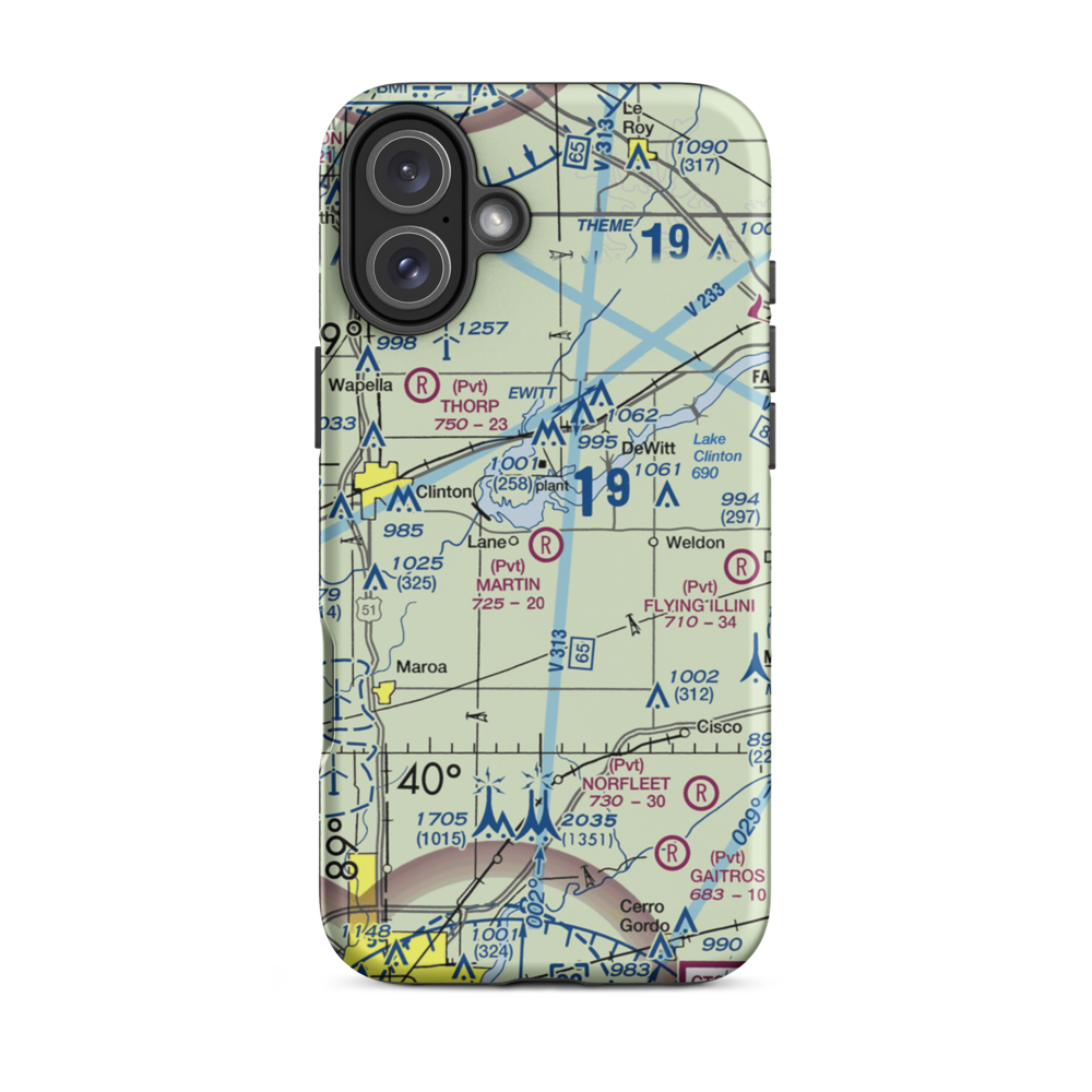 Sugar Hollow RLA Airport (IL27) VFR Sectional  Tough iPhone Case iPhone 16 Plus model shown