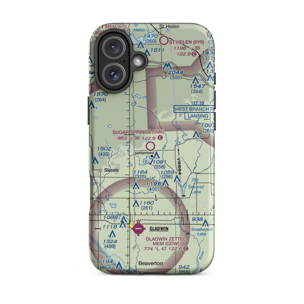 Sugar Springs Airpark (5M6) VFR Sectional  Tough iPhone Case iPhone 16 Plus model shown