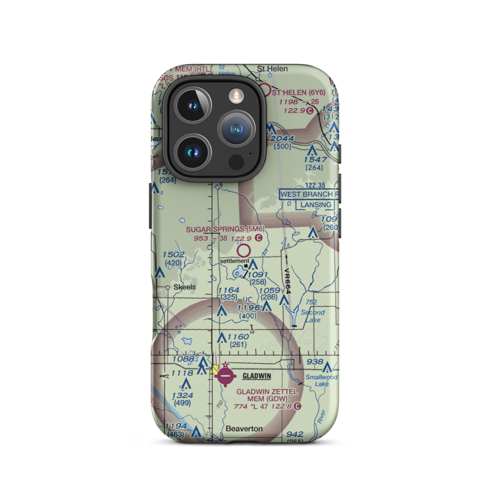 Sugar Springs Airpark (5M6) VFR Sectional  Tough iPhone Case iPhone 16 Pro model shown