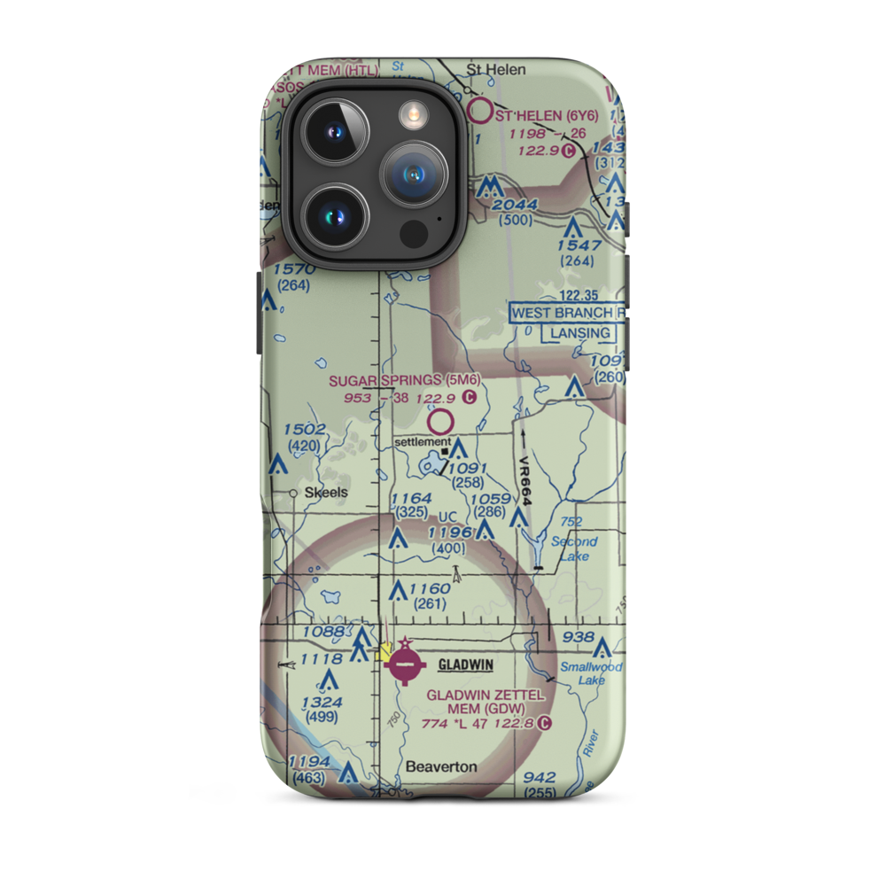 Sugar Springs Airpark (5M6) VFR Sectional  Tough iPhone Case iPhone 16 Pro Max model shown
