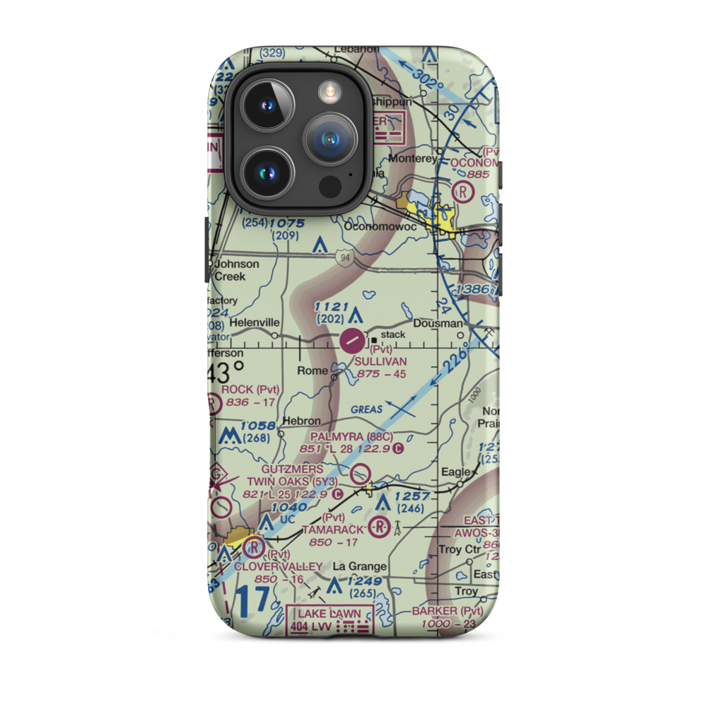 Sullivan Airport (31WI) VFR Sectional  Tough iPhone Case iPhone 16 Pro Max model shown