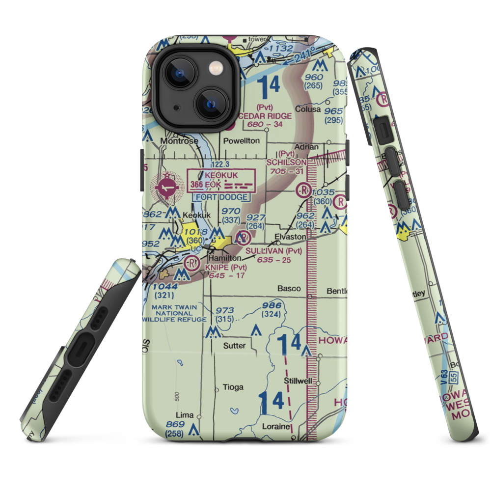 Sullivan Airport (39LL) VFR Sectional  Tough iPhone Case iPhone 14 Plus model shown