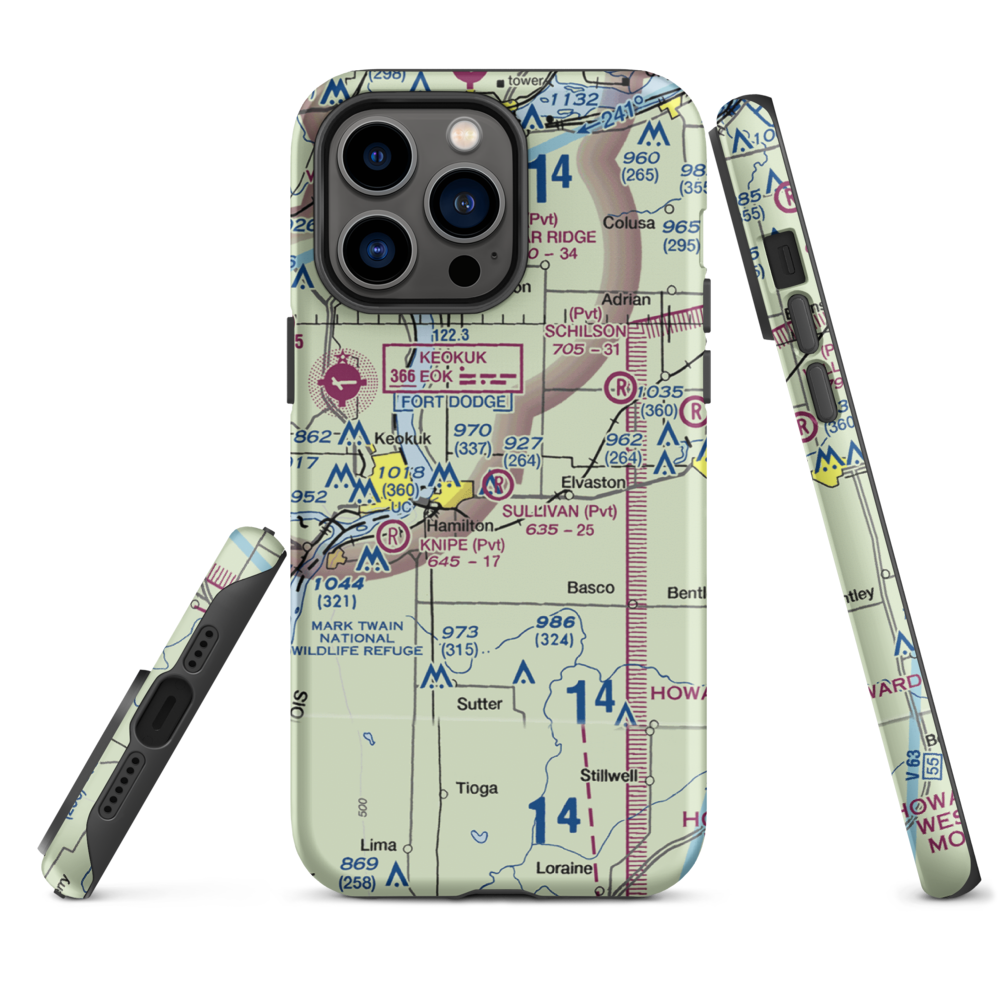 Sullivan Airport (39LL) VFR Sectional  Tough iPhone Case iPhone 14 Pro Max model shown