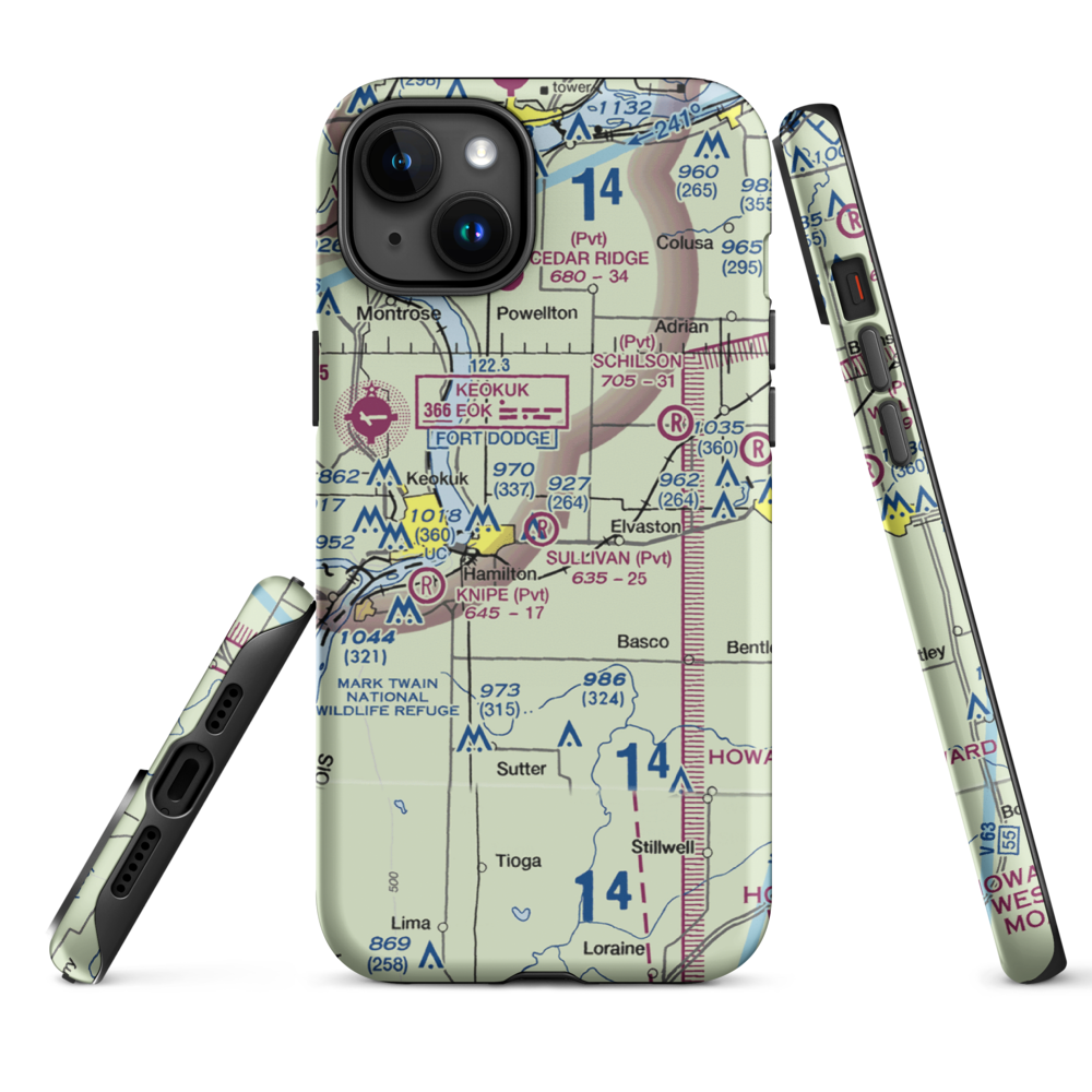 Sullivan Airport (39LL) VFR Sectional  Tough iPhone Case iPhone 15 Plus model shown