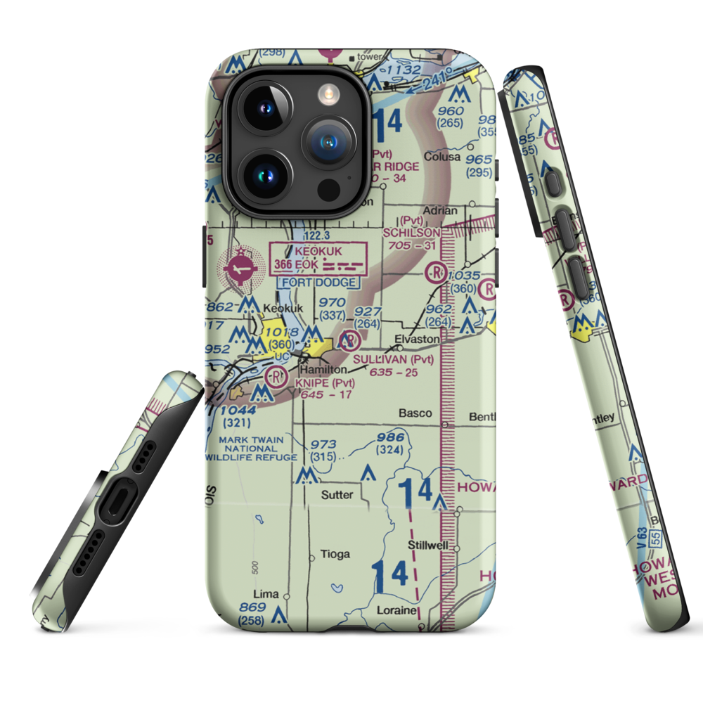 Sullivan Airport (39LL) VFR Sectional  Tough iPhone Case iPhone 15 Pro Max model shown