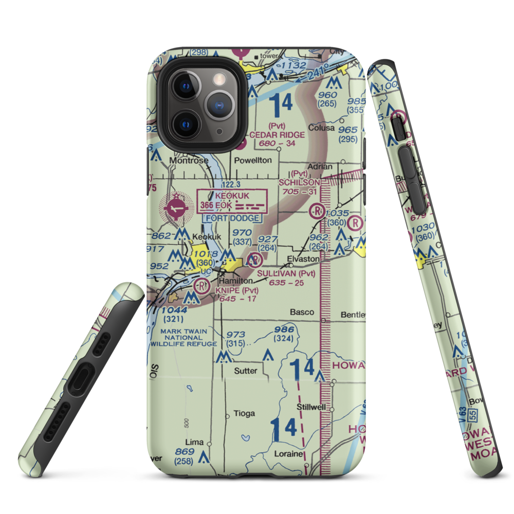 Sullivan Airport (39LL) VFR Sectional  Tough iPhone Case iPhone 11 Pro Max model shown