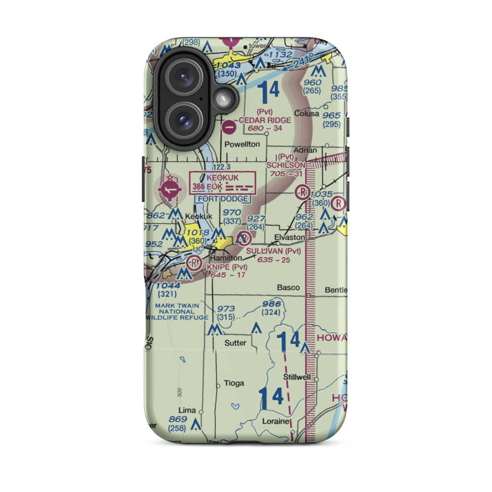 Sullivan Airport (39LL) VFR Sectional  Tough iPhone Case iPhone 16 Plus model shown