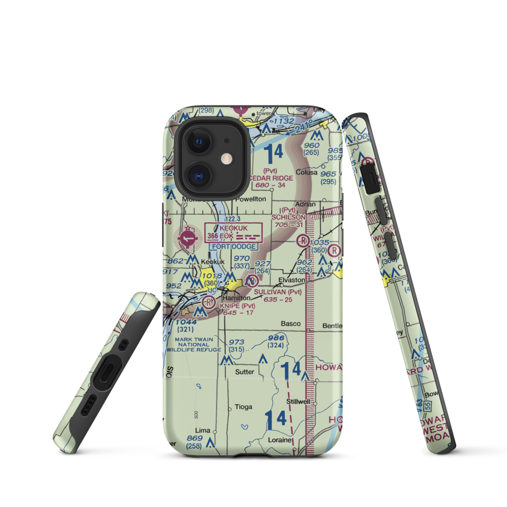 Sullivan Airport (39LL) VFR Sectional  Tough iPhone Case iPhone 12 mini model shown