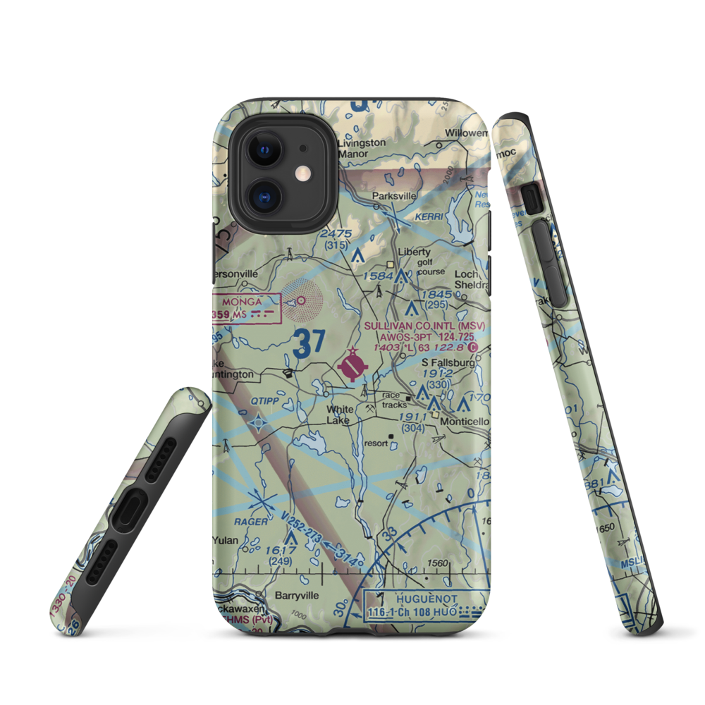 Sullivan County International Airport (MSV) VFR Sectional  Tough iPhone Case iPhone 11 model shown