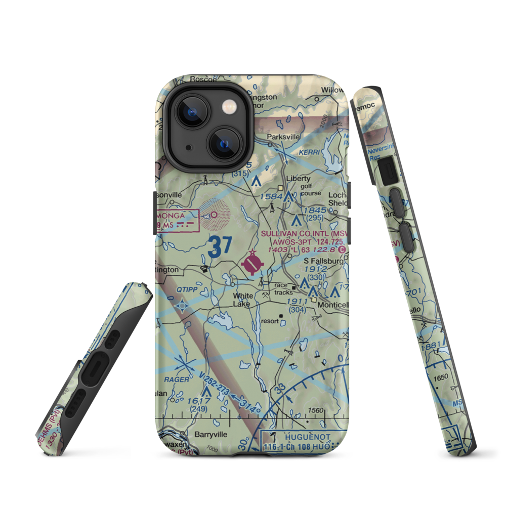 Sullivan County International Airport (MSV) VFR Sectional  Tough iPhone Case iPhone 14 model shown
