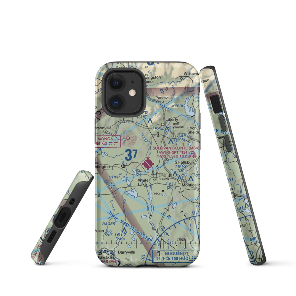 Sullivan County International Airport (MSV) VFR Sectional  Tough iPhone Case iPhone 12 mini model shown