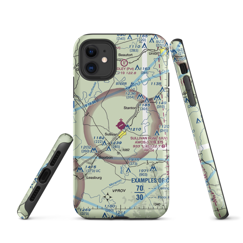 Sullivan Regional Airport (UUV) VFR Sectional  Tough iPhone Case iPhone 11 model shown