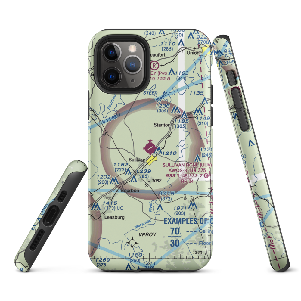 Sullivan Regional Airport (UUV) VFR Sectional  Tough iPhone Case iPhone 11 Pro model shown